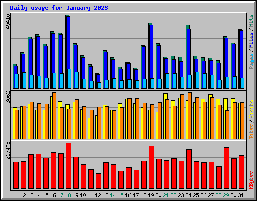 Daily usage for January 2023