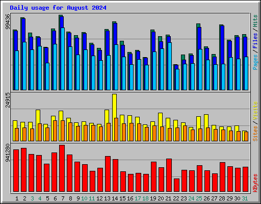 Daily usage for August 2024