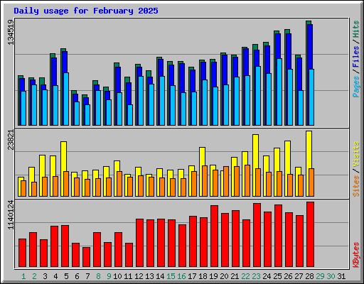 Daily usage for February 2025