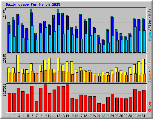 Daily usage for March 2025
