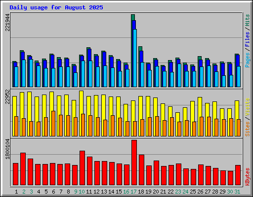 Daily usage for August 2025