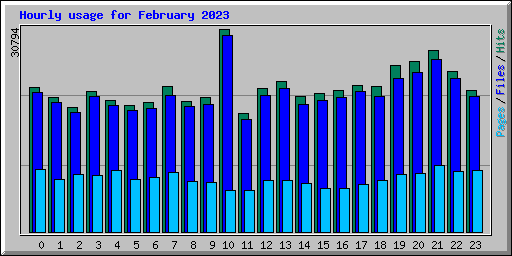 Hourly usage for February 2023